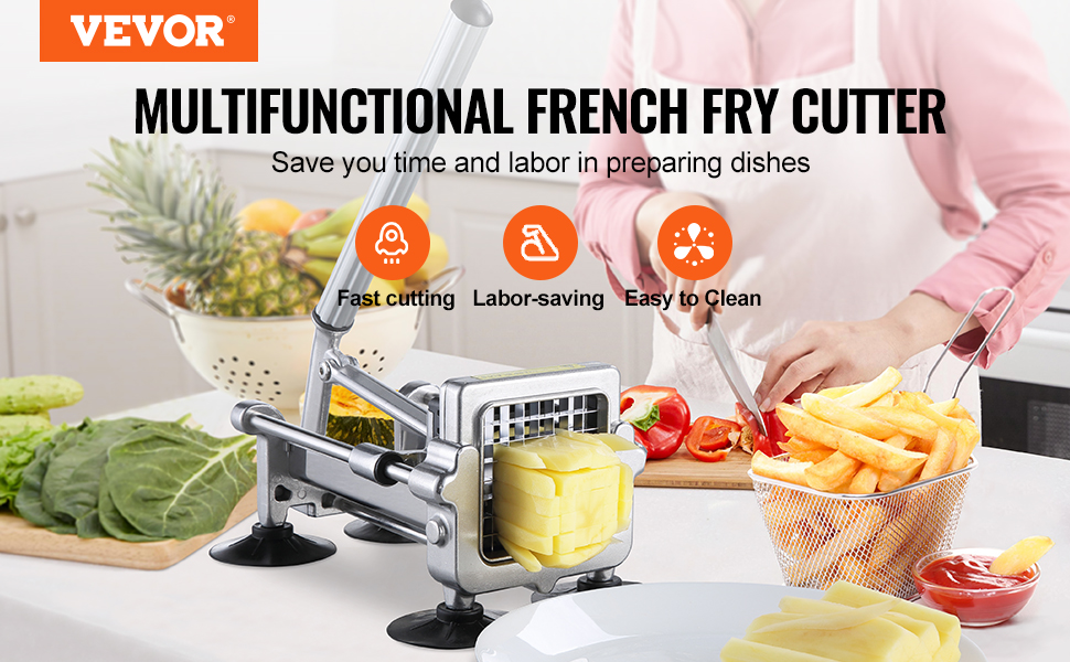 VEVOR French Fry Cutter Potato Slicer 1/2 3/8 1/4-Inch Stainless Steel Blades for Potato French Fries Cucumber Vegetables Carrot VEVOR French Fry Cutter Potato Slicer 1/2 3/8 1/4-Inch Stainless Steel Blades for Potato French Fries Cucumber Vegetables Carrot