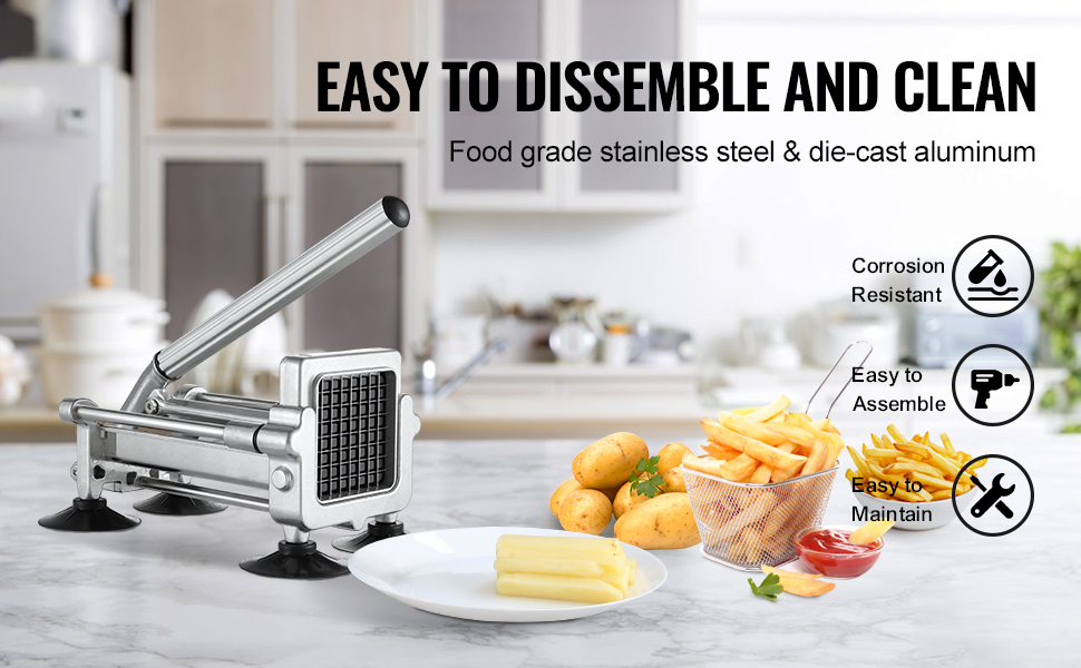 VEVOR French Fry Cutter Potato Slicer 1/2 3/8 1/4-Inch Stainless Steel Blades for Potato French Fries Cucumber Vegetables Carrot VEVOR French Fry Cutter Potato Slicer 1/2 3/8 1/4-Inch Stainless Steel Blades for Potato French Fries Cucumber Vegetables Carrot