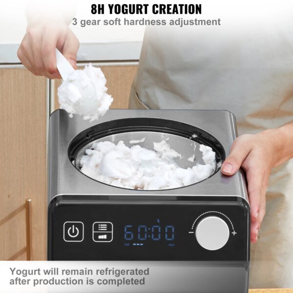 VEVOR Upright Automatic Ice Cream Maker with Built-in Compressor, 2 Quart No Pre-freezing - Image 5