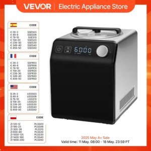VEVOR Upright Automatic Ice Cream Maker with Built-in Compressor, 2 Quart No Pre-freezing