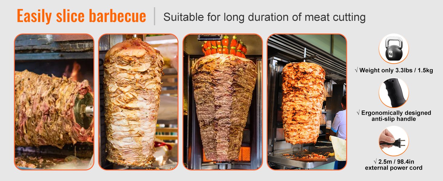 VEVOR Electric Shawarma Knife Professional Turkish Kebab Knife Commercial Stainless Steel Gyro Cutter Doner Kebab Meat Slicer VEVOR Electric Shawarma Knife Professional Turkish Kebab Knife Commercial Stainless Steel Gyro Cutter Doner Kebab Meat Slicer