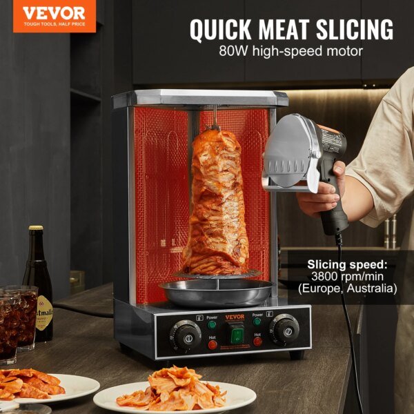VEVOR Electric Shawarma Knife Professional Turkish Kebab Knife Commercial Stainless Steel Gyro Cutter Doner Kebab Meat Slicer - Image 2