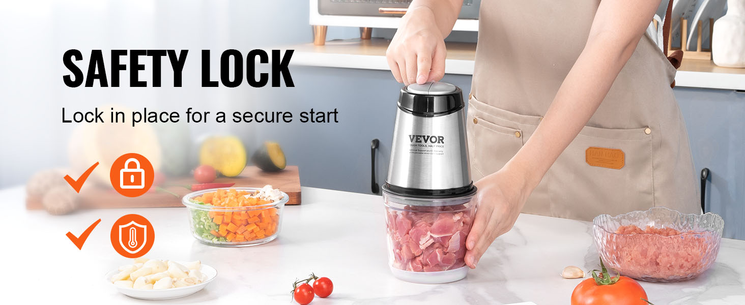 VEVOR Electric Meat Grinder with 4-Wing Stainless Steel Blades2.5 Cup Glass Bowl2 Speeds Food Grinder for Baby Food VEVOR Electric Meat Grinder with 4-Wing Stainless Steel Blades2.5 Cup Glass Bowl2 Speeds Food Grinder for Baby Food