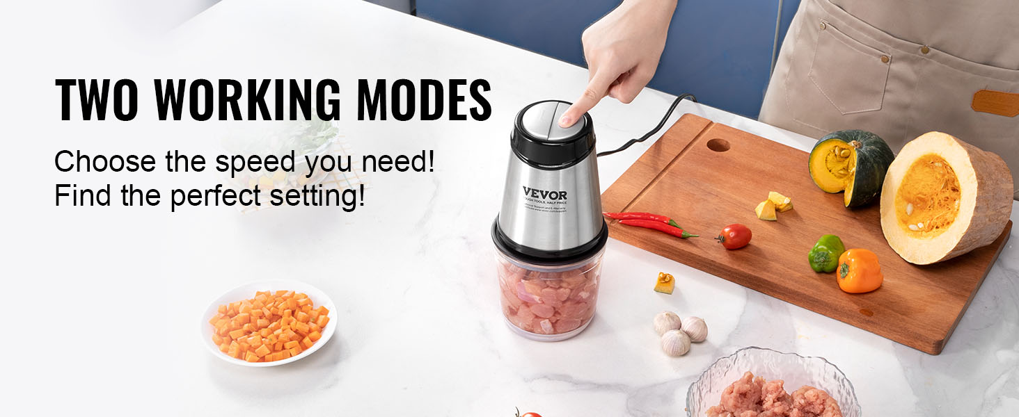 VEVOR Electric Meat Grinder with 4-Wing Stainless Steel Blades2.5 Cup Glass Bowl2 Speeds Food Grinder for Baby Food VEVOR Electric Meat Grinder with 4-Wing Stainless Steel Blades2.5 Cup Glass Bowl2 Speeds Food Grinder for Baby Food