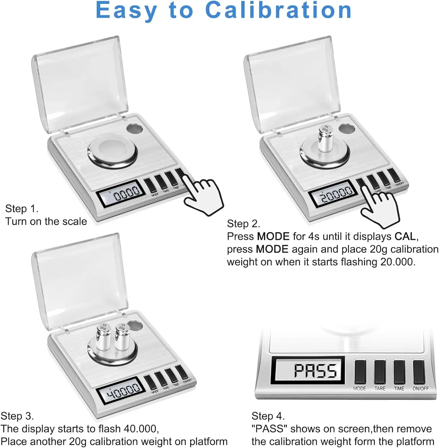 50 grams x 0.001 grams, High Accuracy Digital Milligram Jewelry Scale, Heavy Duty, Jewelry Includes Calibration Weights