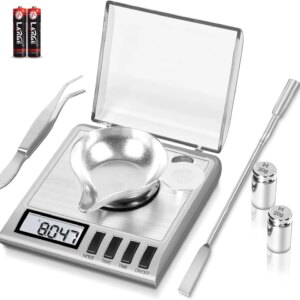50 grams x 0.001 grams, High Accuracy Digital Milligram Jewelry Scale, Heavy Duty, Jewelry Includes Calibration Weights