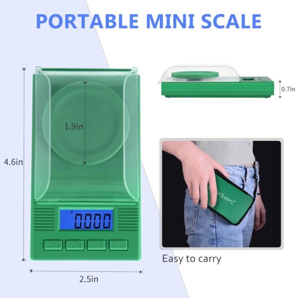 Milligram Scale 50g/ 0.001g, Portable mg Scale with LCD Backlit, Tare, Digital Jewelry Scale, Microgram Scale Reloading - Image 5