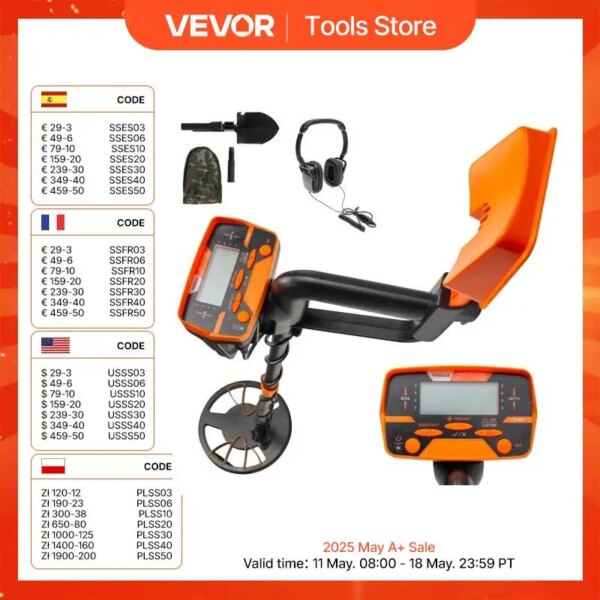 VEVOR Metal Detector Waterproof Disc Underwater Underground High Accuracy Sensitive LCD Display Humanity for Adults and Children