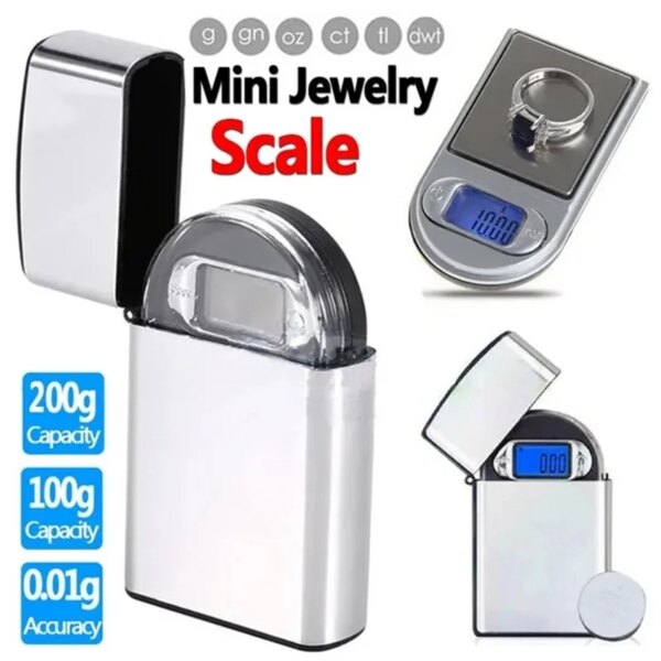Mini Pocket Lighter Scale 50g/100g/200g Precision Digital Scales for For Jewelry Diamond Reloading Kitchen 0.01g Weight - Image 2