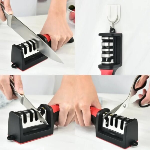 3/4 Segment Knife Sharpener Three-stage Cutting Knife Kitchen Multifunctional Handheld Fast Sharpening Stone  Kitchen Supplies - Image 5