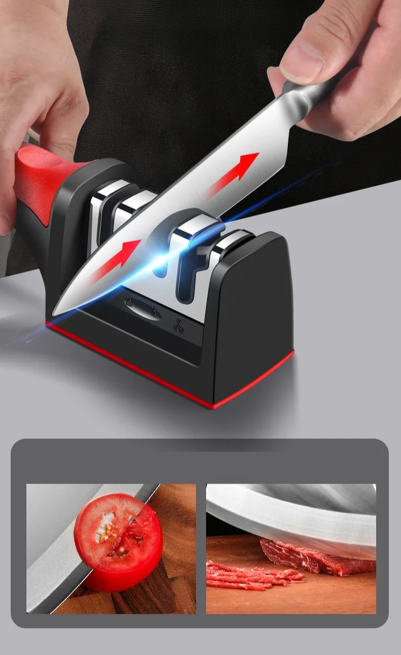 3/4 Segment Knife Sharpener Three-stage Cutting Knife Kitchen Multifunctional Handheld Fast Sharpening Stone Kitchen Supplies 3/4 Segment Knife Sharpener Three-stage Cutting Knife Kitchen Multifunctional Handheld Fast Sharpening Stone Kitchen Supplies