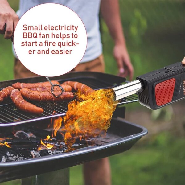 LMETJMA BBQ Air Blower Portable Handheld Electric BBQ Fan Outdoor Camping Barbecue Charcoal Grill Fan Fire Bellows Tool JT54 - Image 2