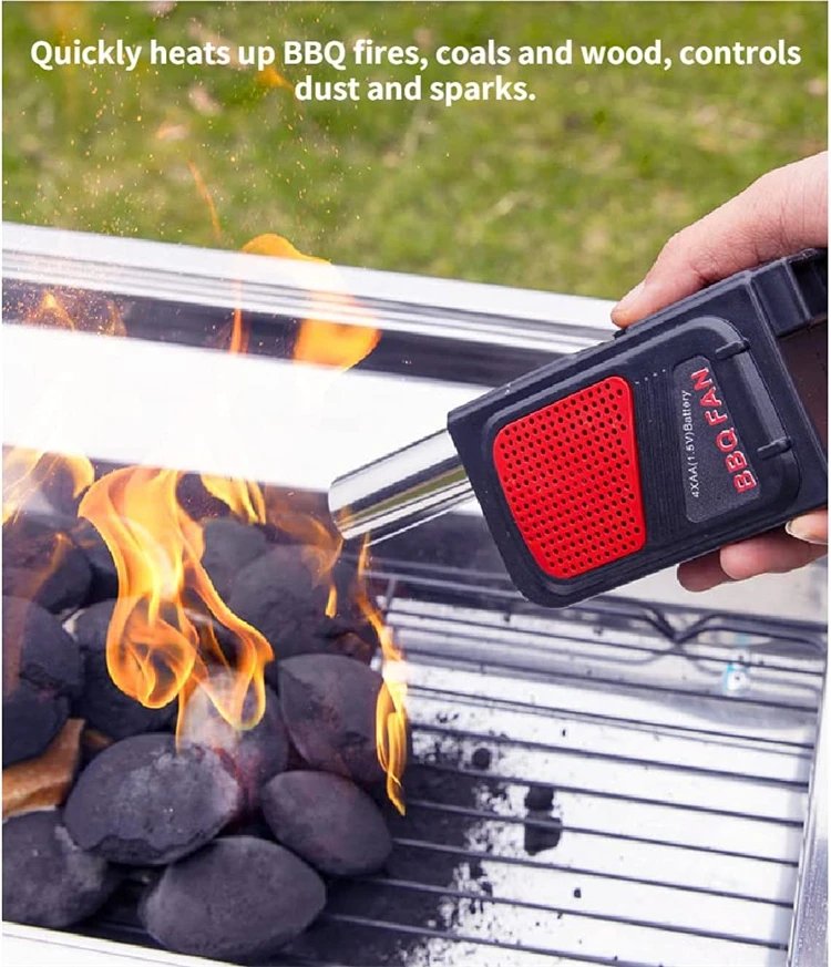 LMETJMA BBQ Air Blower Portable Handheld Electric BBQ Fan Outdoor Camping Barbecue Charcoal Grill Fan Fire Bellows Tool JT54
