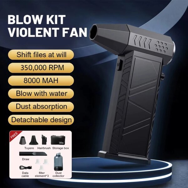 350000 RPM 8000mAh Pocket Dust Blower Mini Turbo Jet Fan Rechargeable 58m/s Turbo Violent Fan Powerful Blower for Cleaning - Image 4