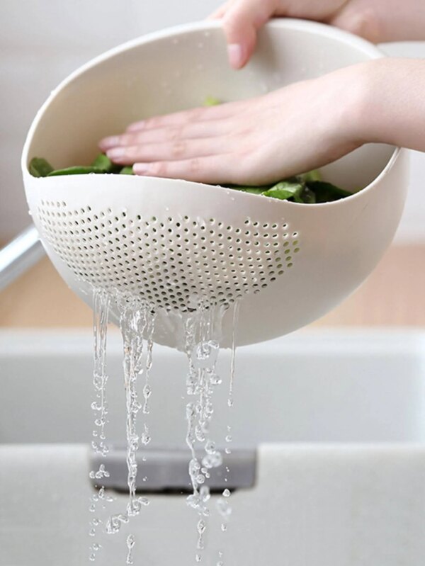 1PC- Colander Rice Bowl Drain Basket Fruit Bowl Washing Drain Basket with Handle Washing Basket Home Kitchen Organizer - Image 4