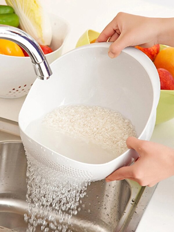 1PC- Colander Rice Bowl Drain Basket Fruit Bowl Washing Drain Basket with Handle Washing Basket Home Kitchen Organizer - Image 6