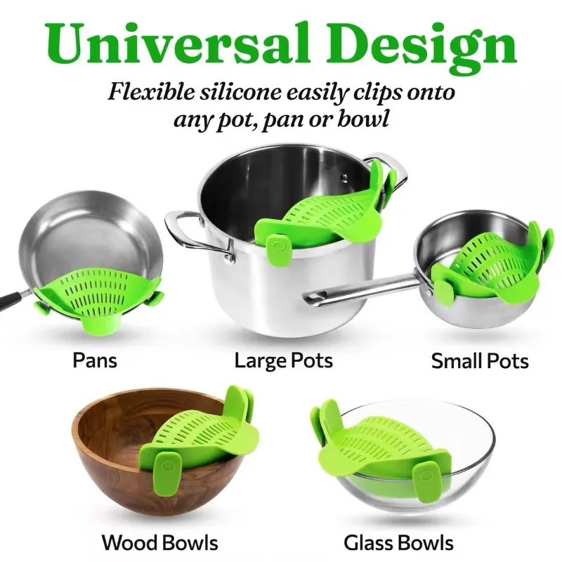 Universal Silicone Clip on Pan Pot Strainer Anti Spill Pasta Pot Strainer Food Grade Fruit Colander for Pasta Fruit Vegetable Universal Silicone Clip on Pan Pot Strainer Anti Spill Pasta Pot Strainer Food Grade Fruit Colander for Pasta Fruit Vegetable