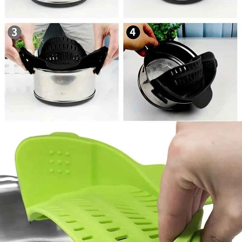 Universal Silicone Clip on Pan Pot Strainer Anti Spill Pasta Pot Strainer Food Grade Fruit Colander for Pasta Fruit Vegetable Universal Silicone Clip on Pan Pot Strainer Anti Spill Pasta Pot Strainer Food Grade Fruit Colander for Pasta Fruit Vegetable