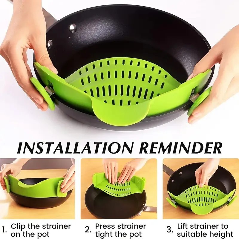 Universal Silicone Clip on Pan Pot Strainer Anti Spill Pasta Pot Strainer Food Grade Fruit Colander for Pasta Fruit Vegetable Universal Silicone Clip on Pan Pot Strainer Anti Spill Pasta Pot Strainer Food Grade Fruit Colander for Pasta Fruit Vegetable