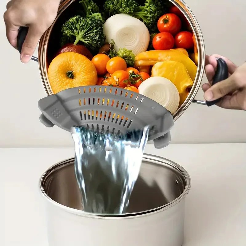 Universal Silicone Clip on Pan Pot Strainer Anti Spill Pasta Pot Strainer Food Grade Fruit Colander for Pasta Fruit Vegetable Universal Silicone Clip on Pan Pot Strainer Anti Spill Pasta Pot Strainer Food Grade Fruit Colander for Pasta Fruit Vegetable
