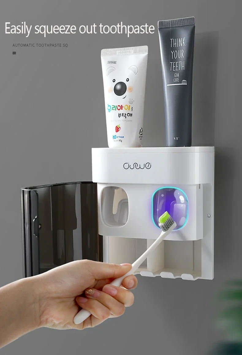 Wall Mounted Automatic Toothpaste Squeezer Toothpaste Dispenser Magnetic Toothbrush Holder Toothpaste Rack Bathroom Accessories Wall Mounted Automatic Toothpaste Squeezer Toothpaste Dispenser Magnetic Toothbrush Holder Toothpaste Rack Bathroom Accessories