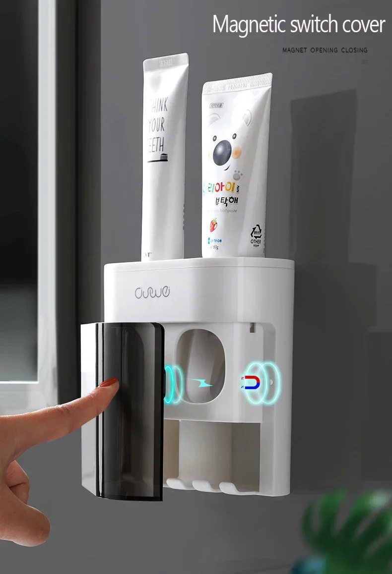 Wall Mounted Automatic Toothpaste Squeezer Toothpaste Dispenser Magnetic Toothbrush Holder Toothpaste Rack Bathroom Accessories Wall Mounted Automatic Toothpaste Squeezer Toothpaste Dispenser Magnetic Toothbrush Holder Toothpaste Rack Bathroom Accessories