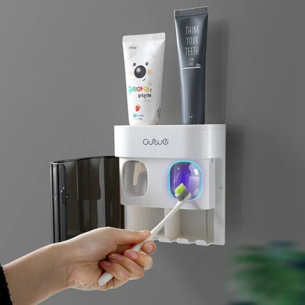 Wall Mounted Automatic Toothpaste Squeezer Toothpaste Dispenser Magnetic Toothbrush Holder Toothpaste Rack Bathroom Accessories - Image 2
