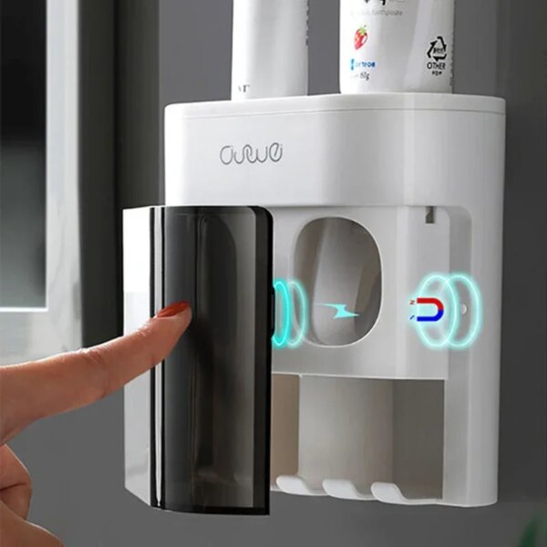 Wall Mounted Automatic Toothpaste Squeezer Toothpaste Dispenser Magnetic Toothbrush Holder Toothpaste Rack Bathroom Accessories - Image 3