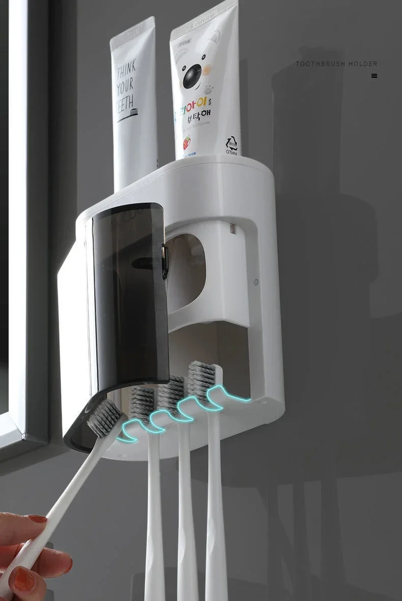 Wall Mounted Automatic Toothpaste Squeezer Toothpaste Dispenser Magnetic Toothbrush Holder Toothpaste Rack Bathroom Accessories Wall Mounted Automatic Toothpaste Squeezer Toothpaste Dispenser Magnetic Toothbrush Holder Toothpaste Rack Bathroom Accessories