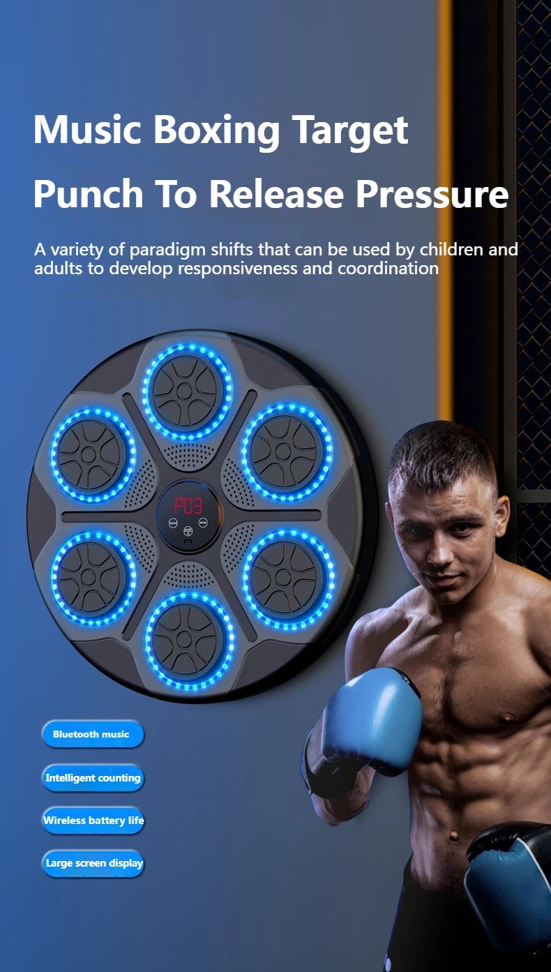 New Music Boxing Machine Smart Bluetooth Wall Mounted Music Boxing Trainer Gym Home Electronic Boxing Target Punching Equipment New Music Boxing Machine Smart Bluetooth Wall Mounted Music Boxing Trainer Gym Home Electronic Boxing Target Punching Equipment