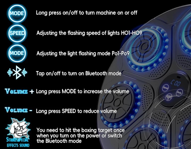 New Music Boxing Machine Smart Bluetooth Wall Mounted Music Boxing Trainer Gym Home Electronic Boxing Target Punching Equipment New Music Boxing Machine Smart Bluetooth Wall Mounted Music Boxing Trainer Gym Home Electronic Boxing Target Punching Equipment