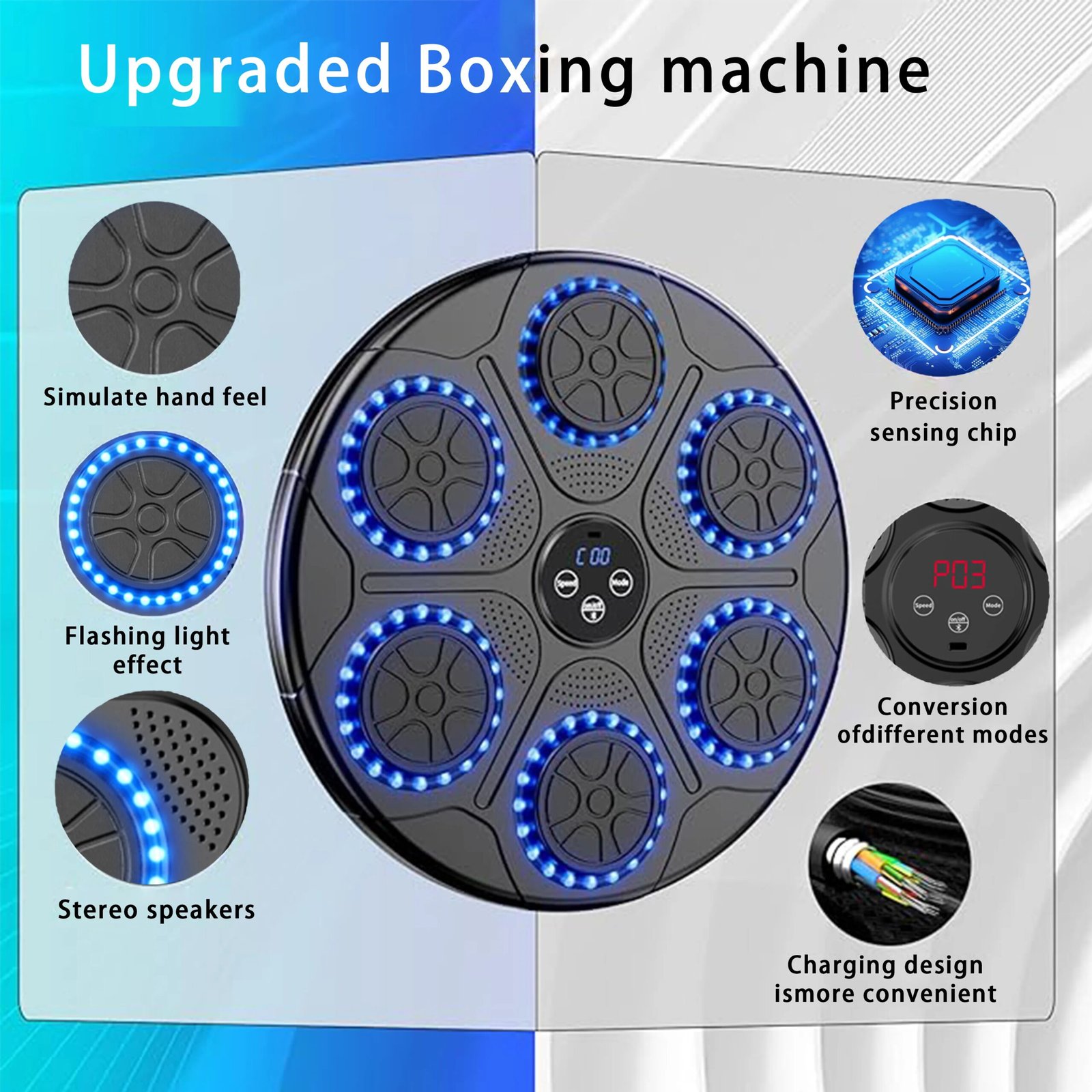 New Music Boxing Machine Smart Bluetooth Wall Mounted Music Boxing Trainer Gym Home Electronic Boxing Target Punching Equipment New Music Boxing Machine Smart Bluetooth Wall Mounted Music Boxing Trainer Gym Home Electronic Boxing Target Punching Equipment