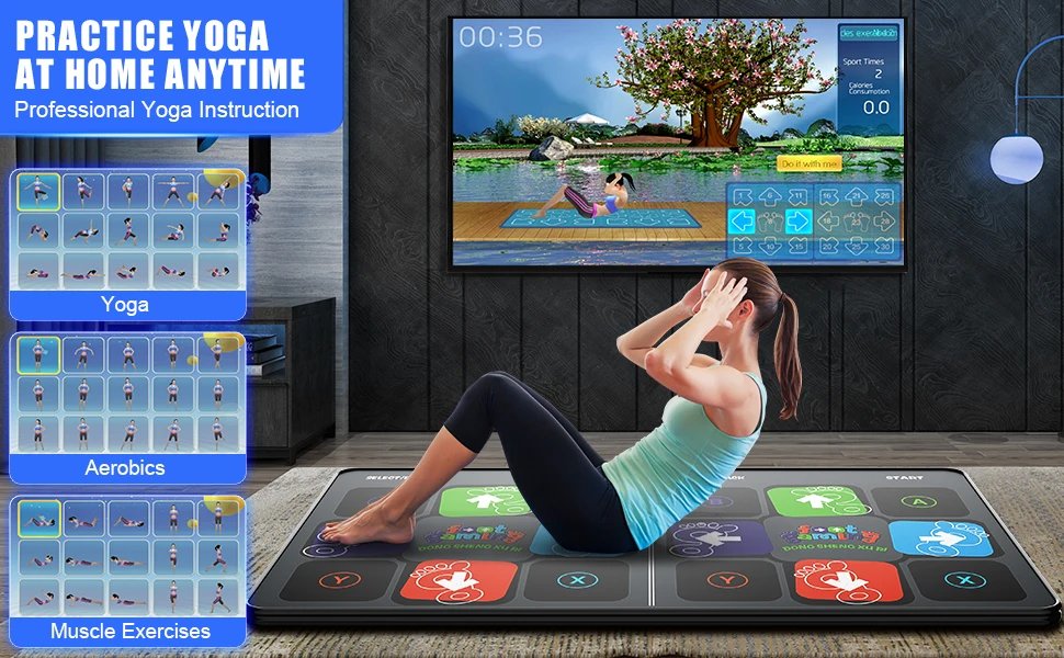 Dance Mat Game for TV/PC Family Sports Video Game Anti-slip Music Fitness Carpet Wireless Double Controller Folding Dancing Pad Dance Mat Game for TV/PC Family Sports Video Game Anti-slip Music Fitness Carpet Wireless Double Controller Folding Dancing Pad