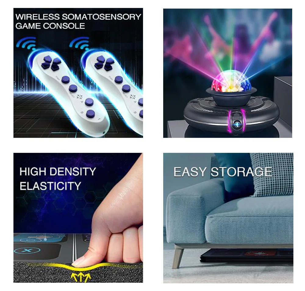 Dance Mat Game for TV/PC Family Sports Video Game Anti-slip Music Fitness Carpet Wireless Double Controller Folding Dancing Pad Dance Mat Game for TV/PC Family Sports Video Game Anti-slip Music Fitness Carpet Wireless Double Controller Folding Dancing Pad