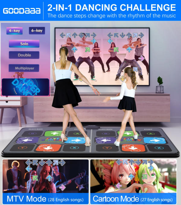 Dance Mat Game for TV/PC Family Sports Video Game Anti-slip Music Fitness Carpet Wireless Double Controller Folding Dancing Pad - Image 2