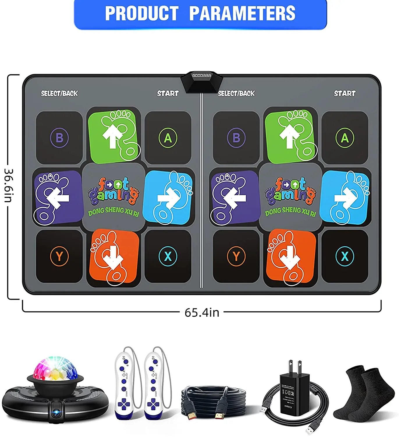 Dance Mat Game for TV/PC Family Sports Video Game Anti-slip Music Fitness Carpet Wireless Double Controller Folding Dancing Pad Dance Mat Game for TV/PC Family Sports Video Game Anti-slip Music Fitness Carpet Wireless Double Controller Folding Dancing Pad