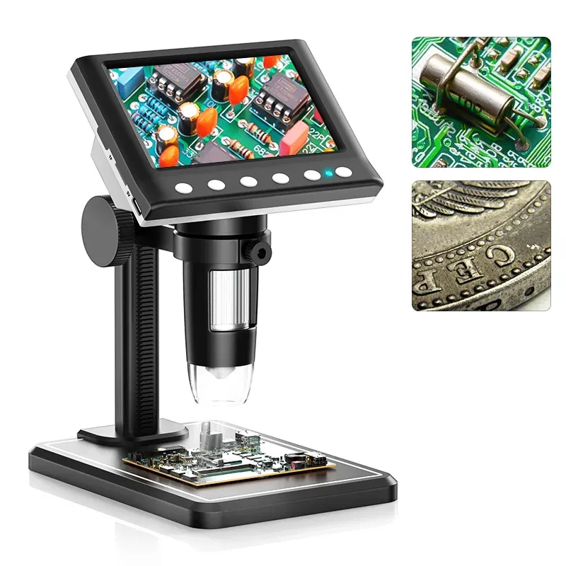 RIEVBCAU DM7 4.3” Digital Microscope 1000X Coin Microscope 1080P Video Microscope for Adult Soldering With 8 LEDs Dropshipping
