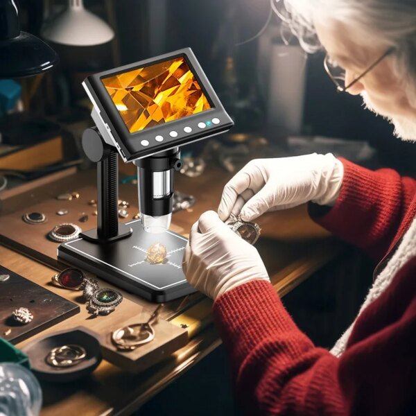 RIEVBCAU DM7 4.3'' Digital Microscope 1000X Coin Microscope 1080P Video Microscope for Adult Soldering With 8 LEDs Dropshipping - Image 6
