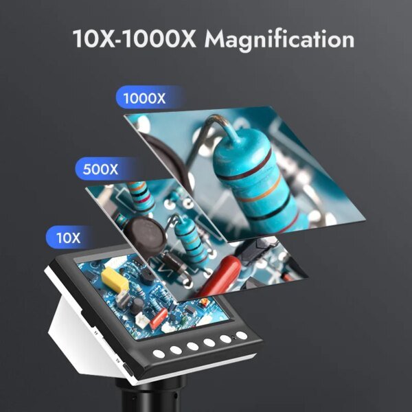 RIEVBCAU DM7 4.3'' Digital Microscope 1000X Coin Microscope 1080P Video Microscope for Adult Soldering With 8 LEDs Dropshipping - Image 3