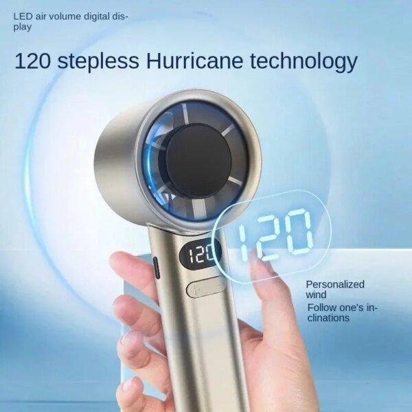 Portable Hand Fan , 120 Wind Speeds, Mini Bladeless Handheld Fan, USB Rechargeable Personal Highspeed Fans, Electric Eyelash Fan - Image 2