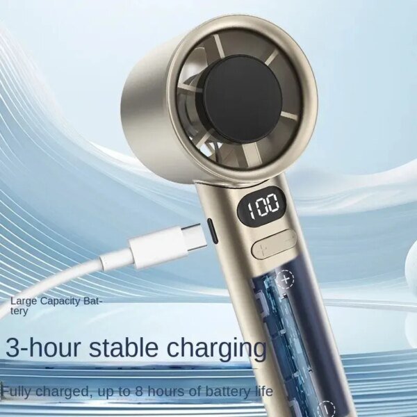 Portable Hand Fan , 120 Wind Speeds, Mini Bladeless Handheld Fan, USB Rechargeable Personal Highspeed Fans, Electric Eyelash Fan - Image 5