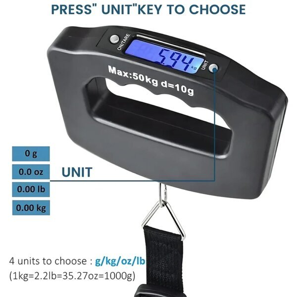50kg Digital Luggage Scale Portable Suitcase Scale Handheld Electronic Scales Backlight Digital Display Travel Accessories - Image 4