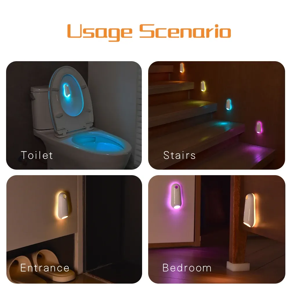 Toilet Night Light Motion Sensor Light Toilet Bowl Light RGB 7Color Changing For Bathroom Decoration LED Rechargeable LED Light - Image 6