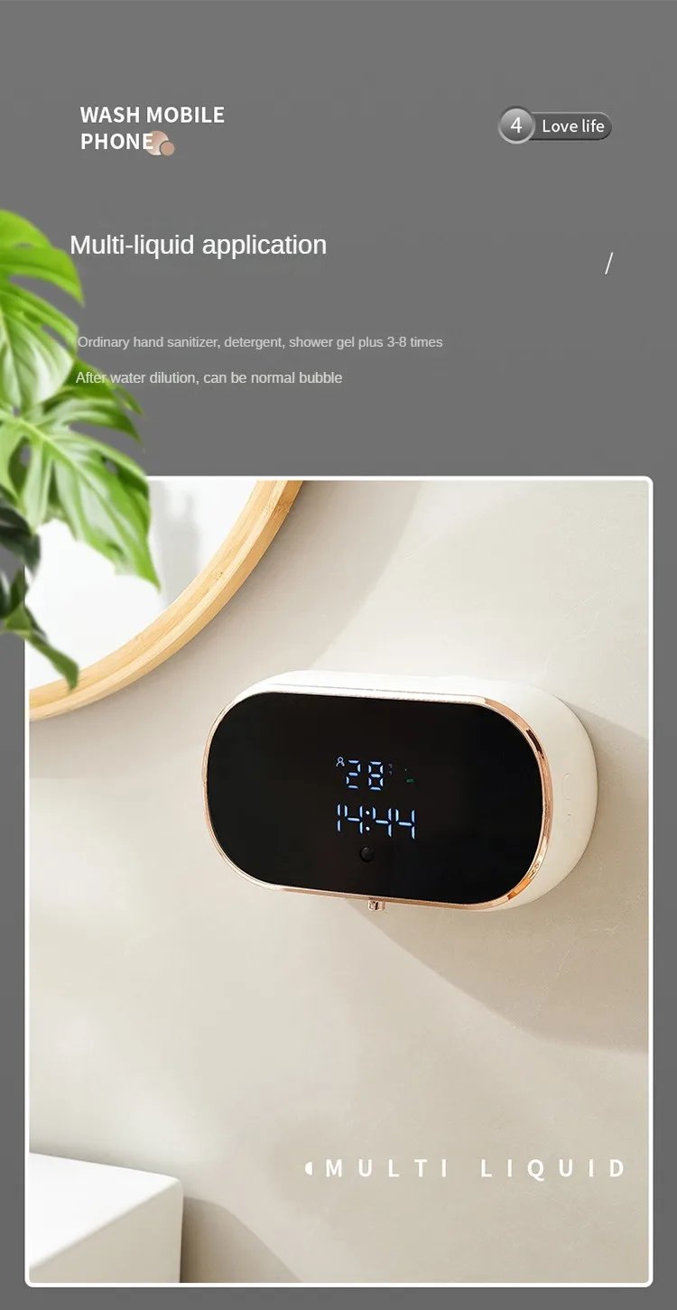 Intelligent Wall Mounted Sensing Soap Dispenser with Non-contact Infrared Bubbles Suitable for Kitchens and Bathrooms Intelligent Wall Mounted Sensing Soap Dispenser with Non-contact Infrared Bubbles Suitable for Kitchens and Bathrooms