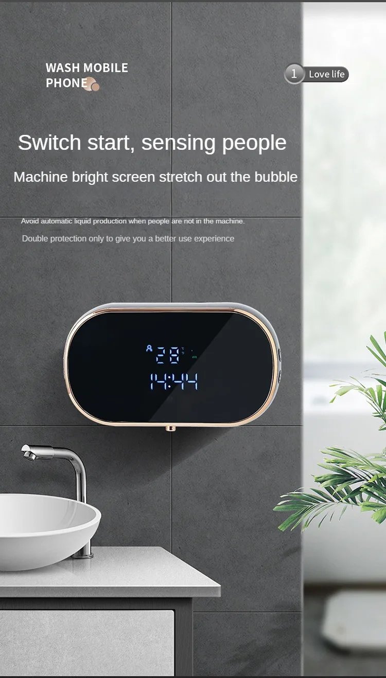 Intelligent Wall Mounted Sensing Soap Dispenser with Non-contact Infrared Bubbles Suitable for Kitchens and Bathrooms Intelligent Wall Mounted Sensing Soap Dispenser with Non-contact Infrared Bubbles Suitable for Kitchens and Bathrooms