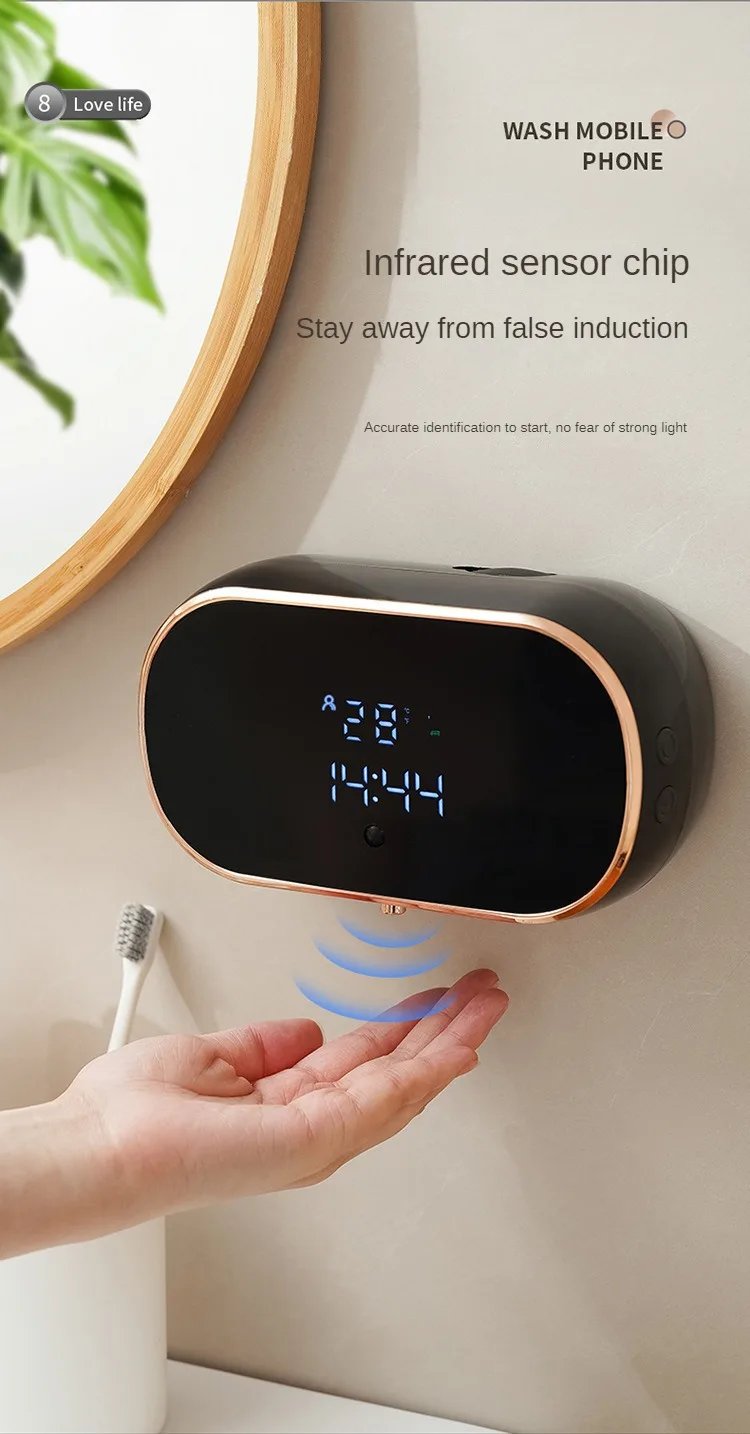 Intelligent Wall Mounted Sensing Soap Dispenser with Non-contact Infrared Bubbles Suitable for Kitchens and Bathrooms Intelligent Wall Mounted Sensing Soap Dispenser with Non-contact Infrared Bubbles Suitable for Kitchens and Bathrooms