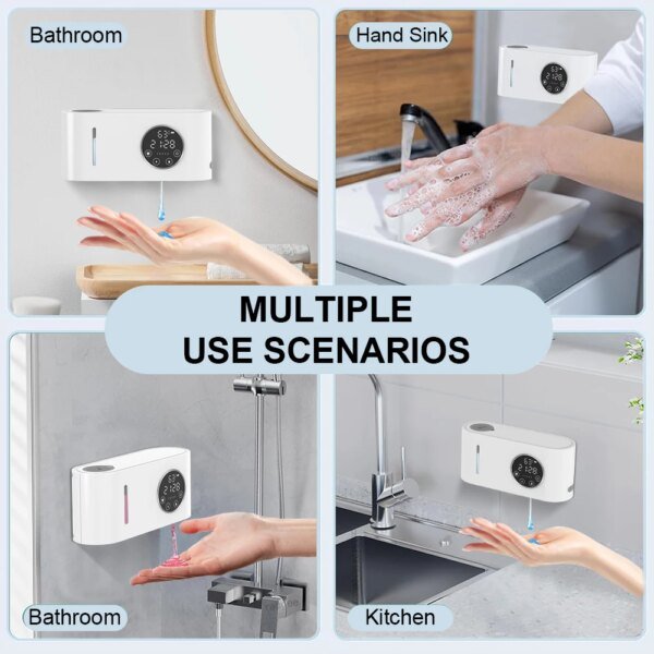 Automatic Soap Dispenser Wall-mounted Touchless Sensor Soap Dispenser with LED Screen 500ML Hand Wash Liquid Foam Soap Dispenser - Image 6