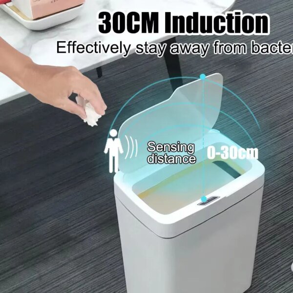 2025 New 15L Smart Trash Can Automatic Touchless Smart Sensor Sensing Trash Can Waterproof Bathroom Kitchen Bedroom Trash Can. - Image 2