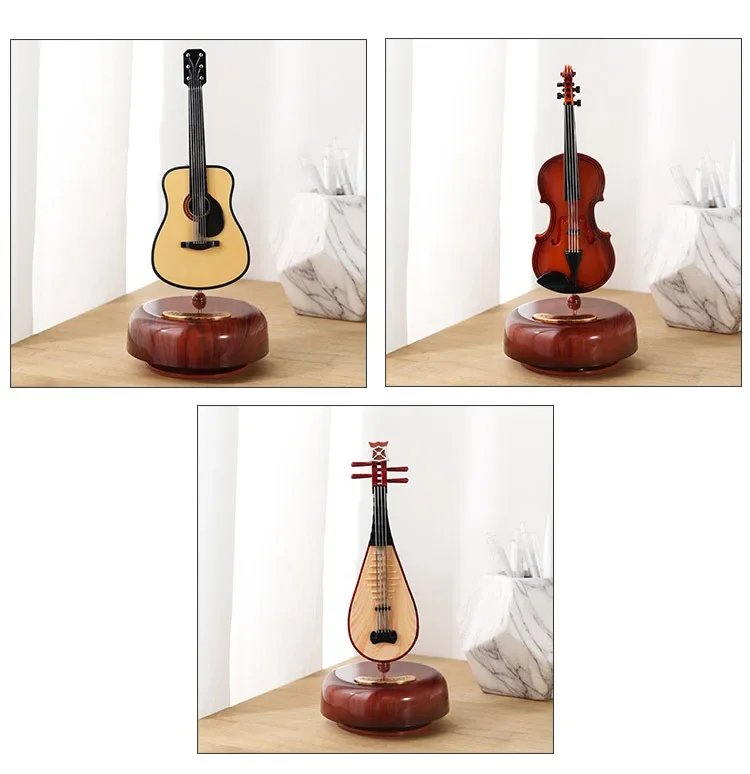Rotating Music Box Guitar Violin Music Box Birthday Gift Girls' Festival Gift Creative Decorations In The Living Room Decor Rotating Music Box Guitar Violin Music Box Birthday Gift Girls' Festival Gift Creative Decorations In The Living Room Decor