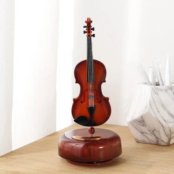 Rotating Music Box Guitar Violin Music Box Birthday Gift Girls' Festival Gift Creative Decorations In The Living Room Decor - Image 2